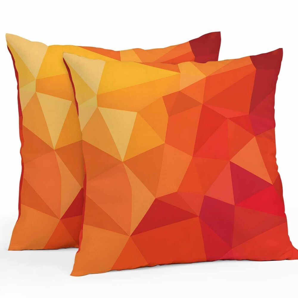 6242 Throw Pillows Couch, Red Yellow Orange Polygon Pillow Covers